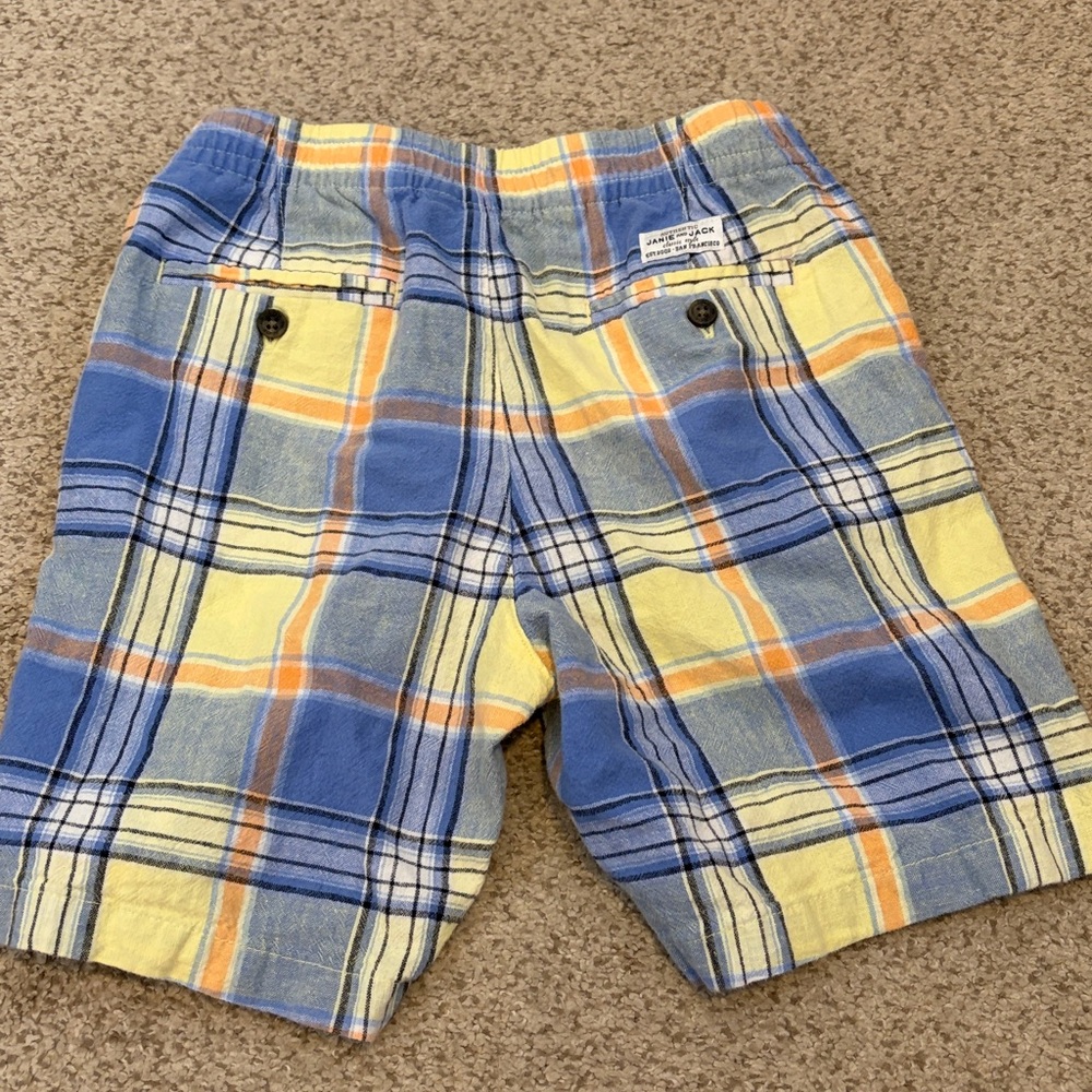 Janie & Jack Linen Plaid Pull Up Shorts, 6 - Picture 8 of 9